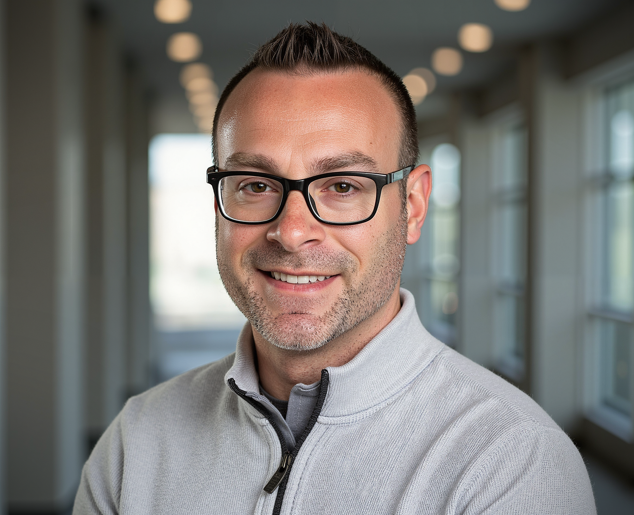 Dan Candell wearing black-framed glasses